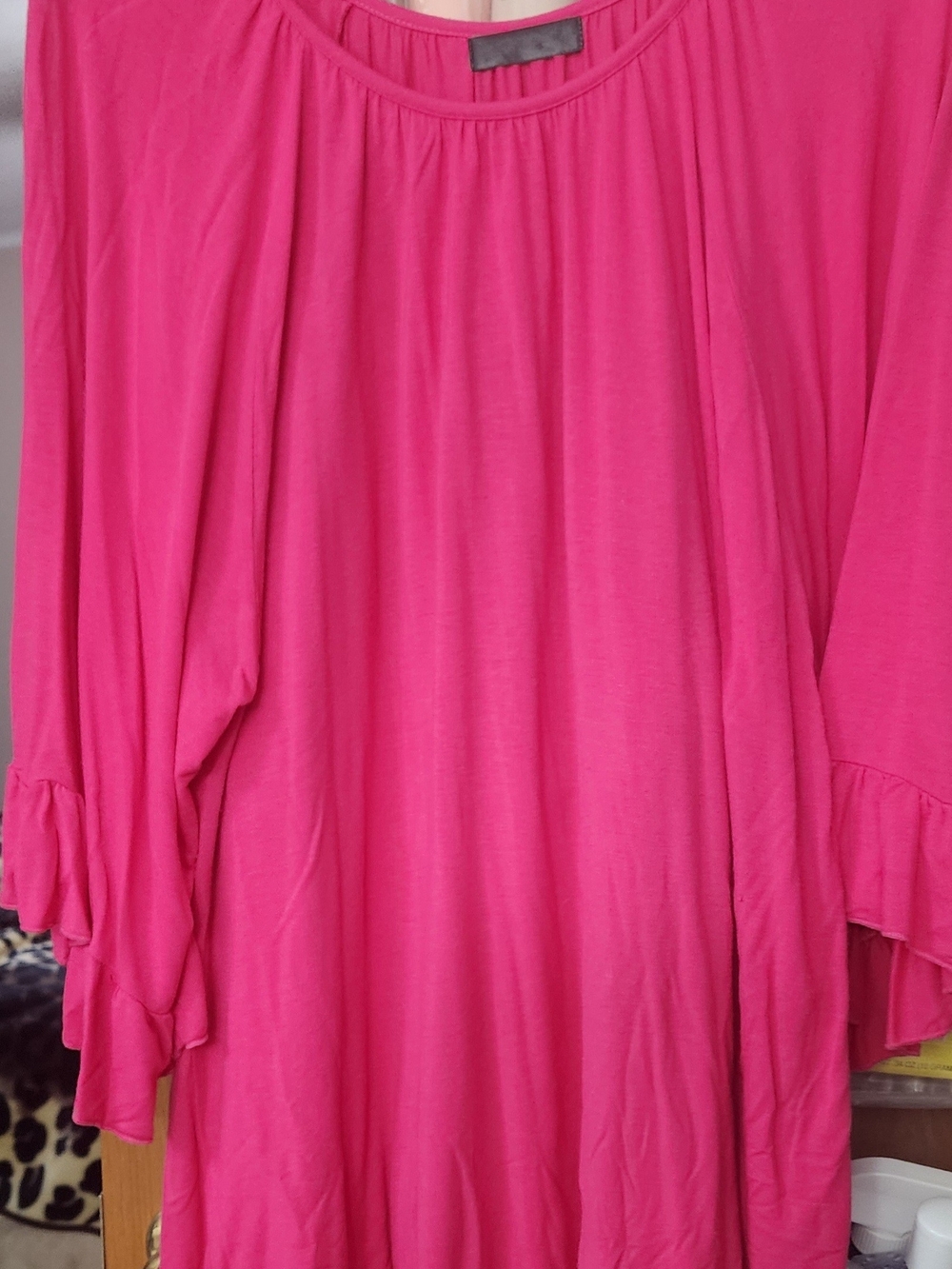 Women's Bright Pink Ruffle-Sleeve Blouse